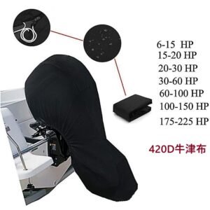 420D Oxford Waterproof Full Outboard Boat Cover Dustproof Outdoor Cover for 60-100HP Engines Fits Boats up to 100HP