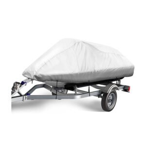 Custom Size 600D Polyester Boat Cover Silver Color Waterproof Material