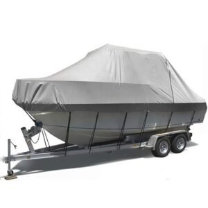 24Ft Heavy Duty 600D Water-Proof Boat Cover with Zipper Yacht Cover Fabric for Boats and Yachts