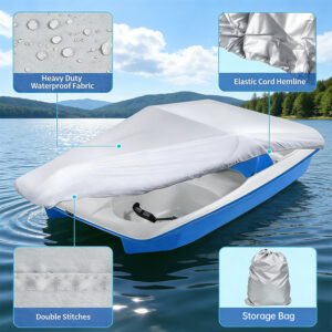 Protective Boat Cover for Outdoor Marine Yacht Fishing Boat with Secure Tie-Down Straps