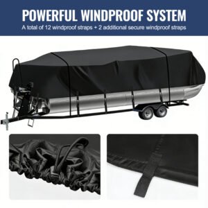 Heavy Duty Marine Grade Boat Cover Dustproof Snowproof Universal Fit 16-24 ft V-hull Fishing Boat