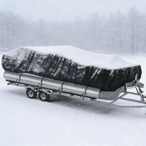 Durable Boat Cover Windproof Anti-Tear Design with Quick Release Buckles Fits V-hull Fishing Vessel