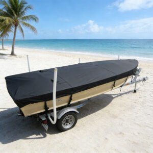 Factory Custom Heavy Duty 600D Waterproof Boat Cover UV Resistant Trailerable Marine Cover
