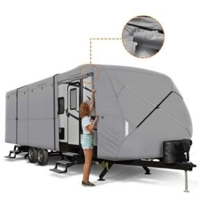 Multi-Purpose Windproof and Waterproof Car Cover Protective Case for Motorhome Camper Trailer and Camping Caravan
