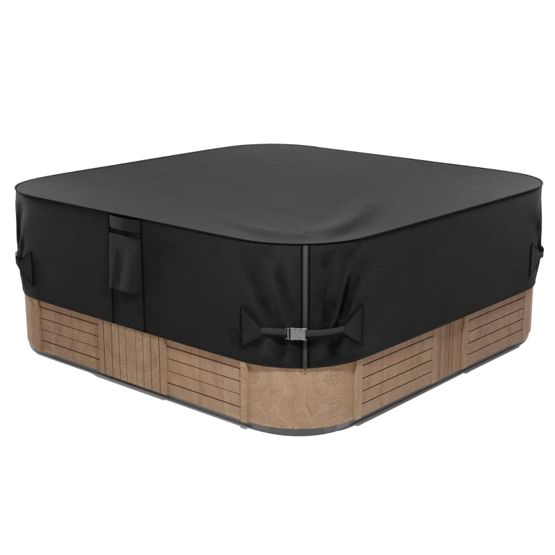 Outdoor Waterproof & Weatherproof Square Hot Tub Cover Heavy Duty 210D/420D/600D Oxford Black/Custom Colors 85x85x20 Inches
