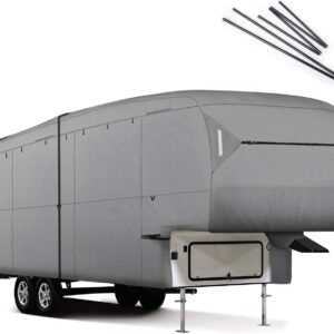 Premium Heavy-Duty Waterproof Windproof Anti-UV Polyester 5th Wheel Travel Trailer RV Cover