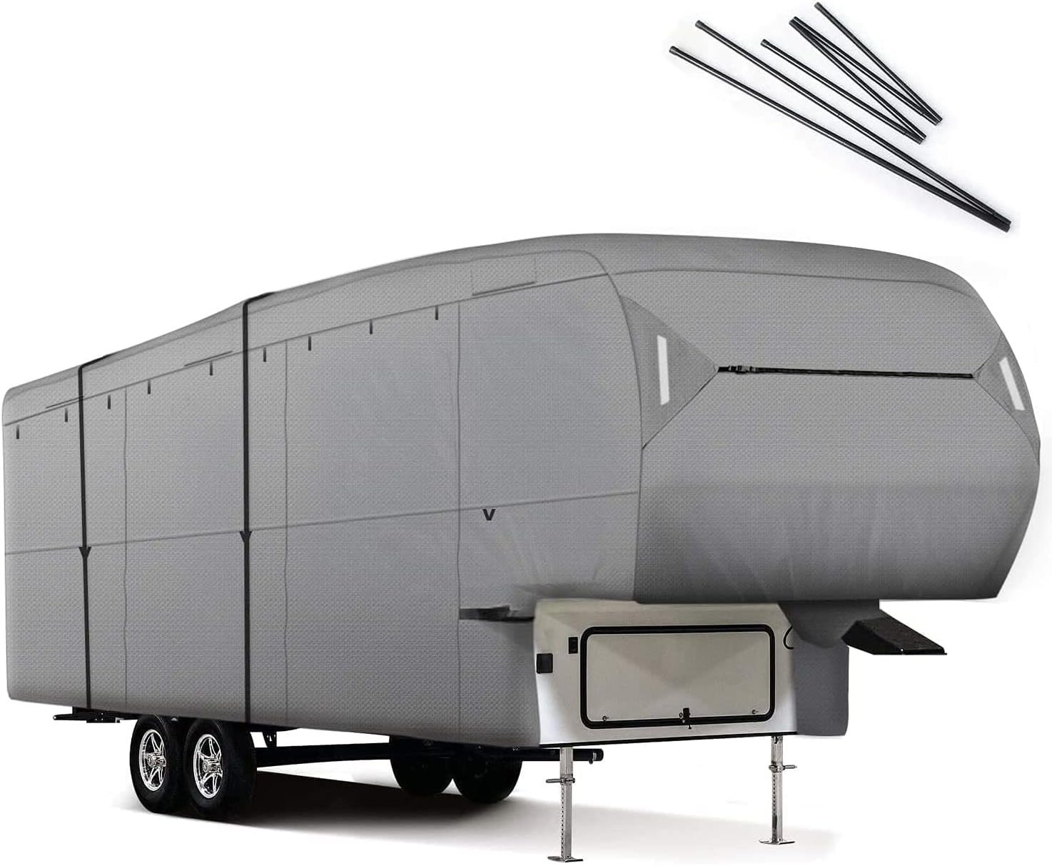 Premium Heavy-Duty Waterproof Windproof Anti-UV Polyester 5th Wheel Travel Trailer RV Cover