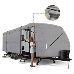 Guard Travel Caravan Cover for Motorhome Camper RV-Waterproof Non-woven Fabric with 90% UV & IR Protection Gray