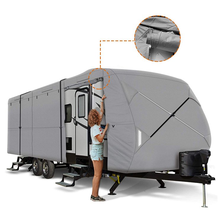 Guard Travel Caravan Cover for Motorhome Camper RV-Waterproof Non-woven Fabric with 90% UV & IR Protection Gray