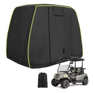 Heavy Duty Waterproof Dustproof Windproof Passenger Golf Cart Cover with Side Zipper Protective Cover for Golf Products