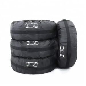 4pcs Set Sports-Style Universal Car Spare Tire Cover Custom Polyester Auto Tyre Wheel Protector Storage Bags for Summer & Winter