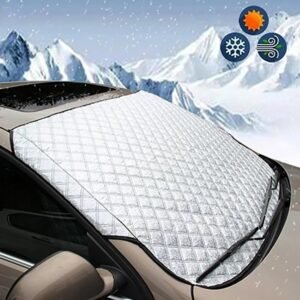 Universal SUV Front Windshield Sun Shade Aluminum Foil Waterproof Foldable Grey Business/Luxury Design for Snow Ice Protection