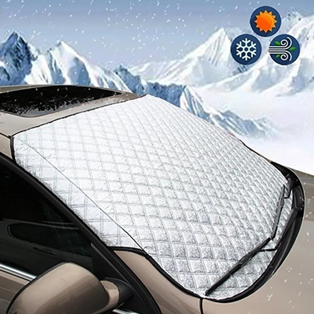 Universal SUV Front Windshield Sun Shade Aluminum Foil Waterproof Foldable Grey Business/Luxury Design for Snow Ice Protection