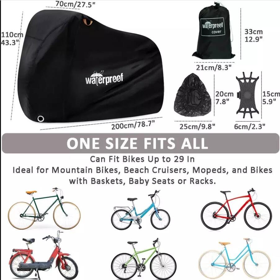 Custom Logo 210D Oxford Fabric Electric Bicycle Bike Cover All Season Waterproof & Resistant Outdoor Covered Protection - Image 2