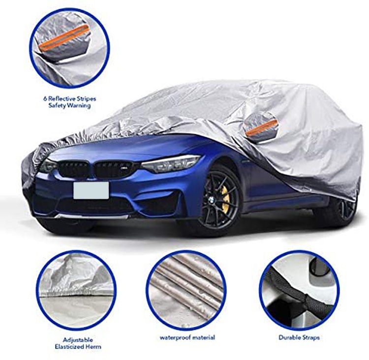 Guard Silver Waterproof Polyester SUV Car Body Cover UV Protection 3 Mil Thickness Glossy Finish 90% IR Rejection Fits SUV - Image 2