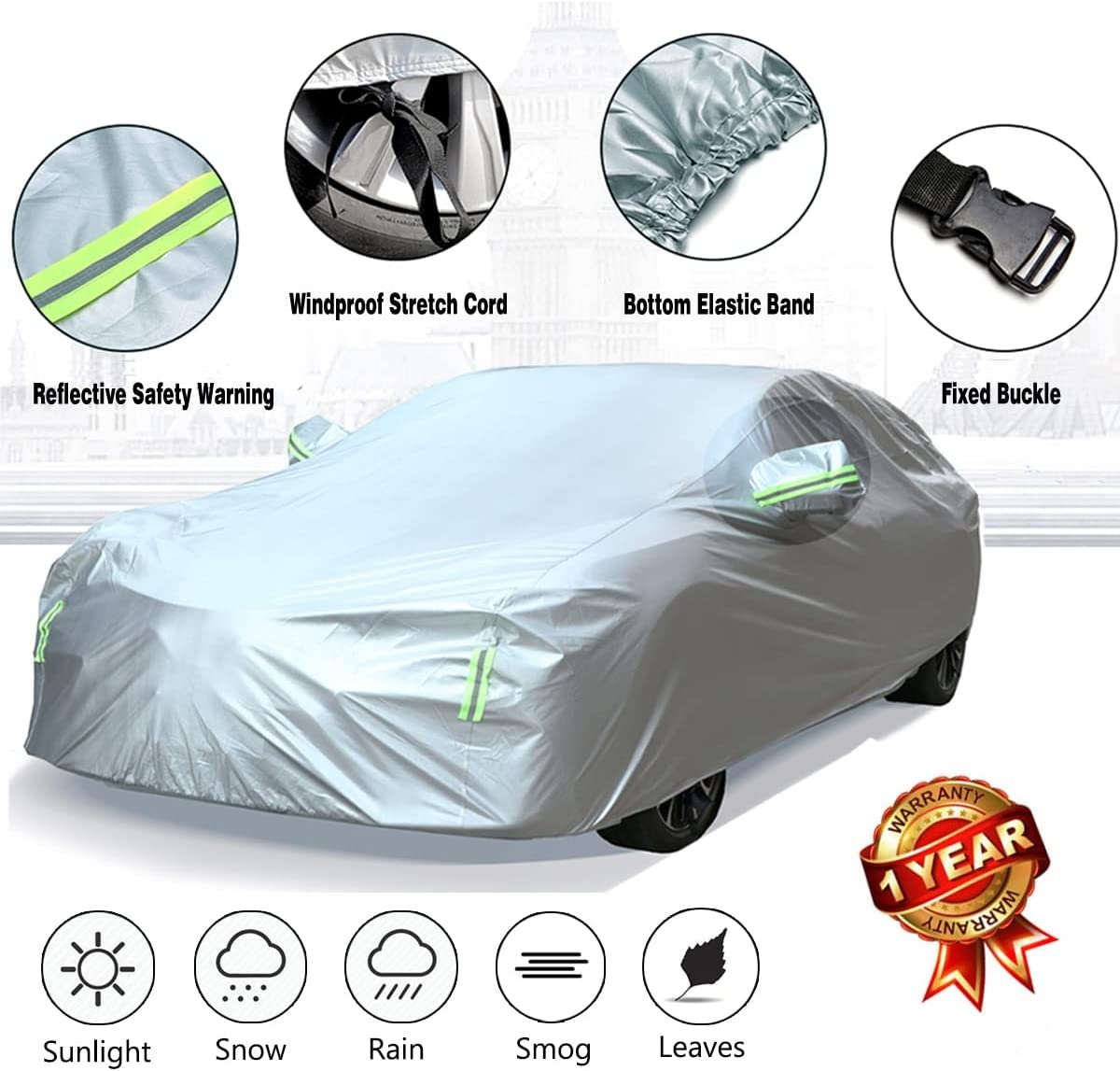 Sports-Style Heavy Duty Waterproof All-Water Car Cover Outdoor Sun Rain Snow Dust Protection for Automobiles - Image 2