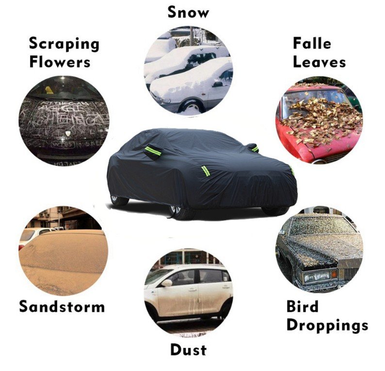 Customized Logo Oxford Cloth Breathable Stretchable Black Vehicle Cover Full Folding Car Cover - Image 2