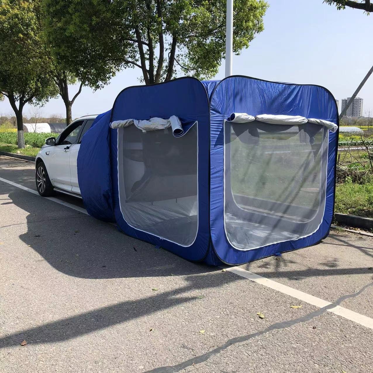 STOCK Outdoor Parking Umbrella Roof Cover Trunk Tailgate Tent Car Cover Umbrella Sun Shade Tent Camping SUV Car Rear Tent - Image 2