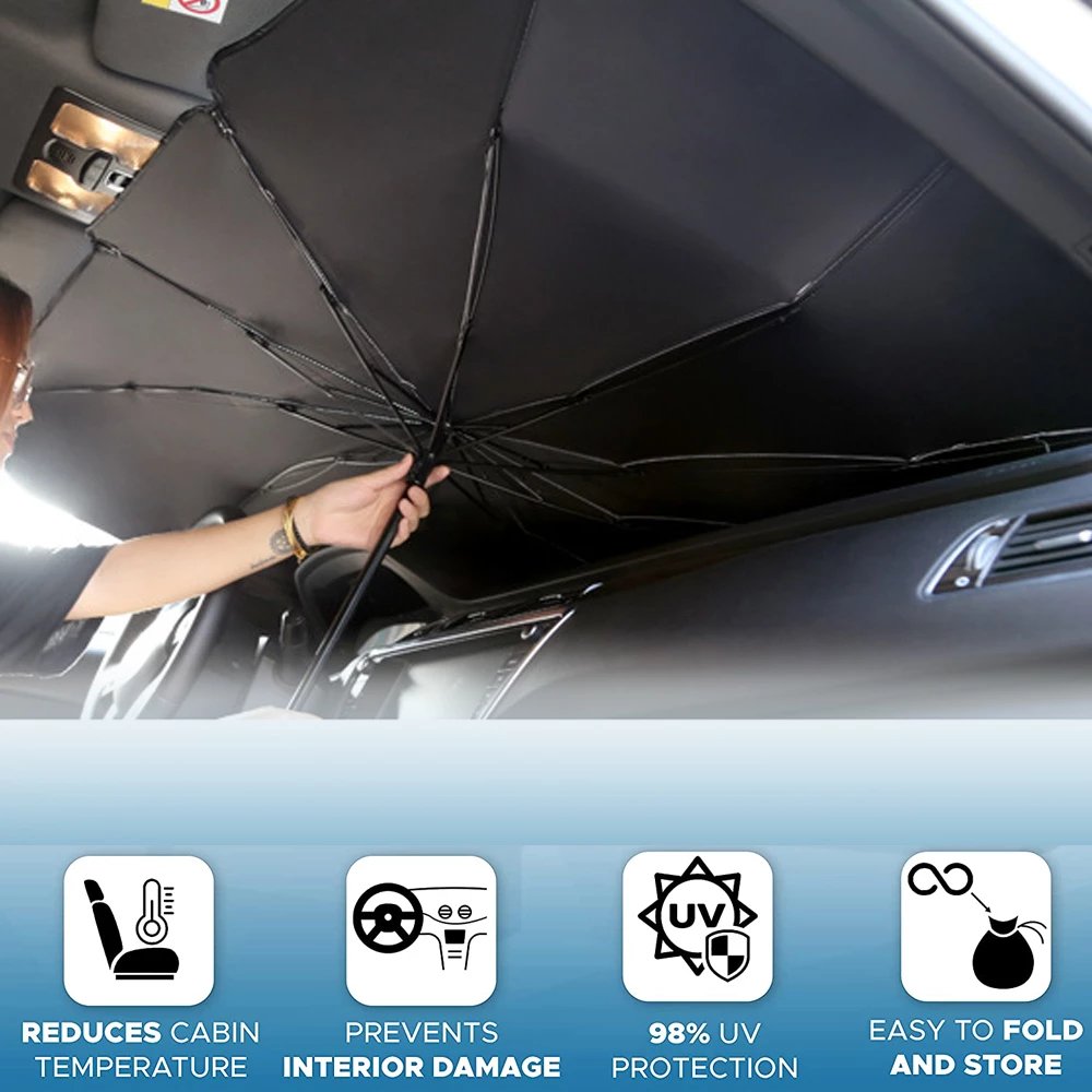 Hot Sale 170T & 190T UV Car Sunshade Foldable Front Window Visor for Women - Image 2