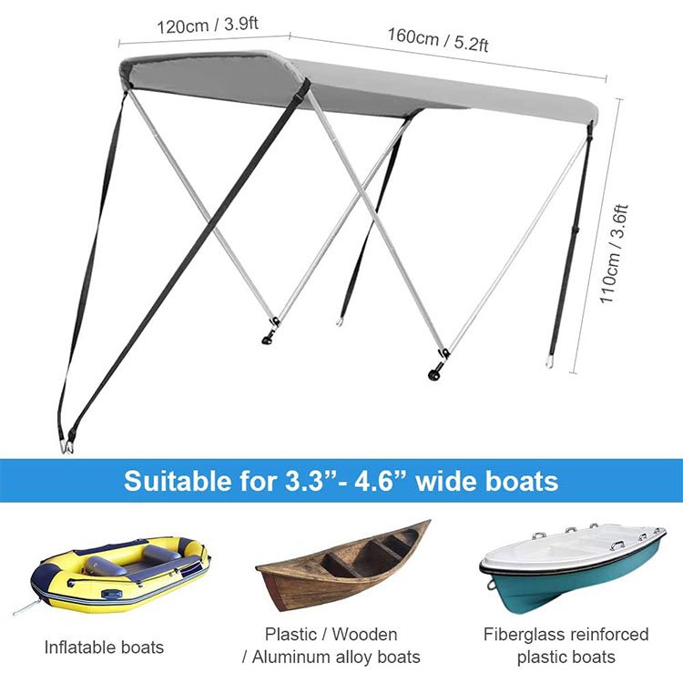 Waterproof Bimini Top Inflatable Boat Bow Bimini Heavy Duty Top Pontoon Boat Cover - Image 2