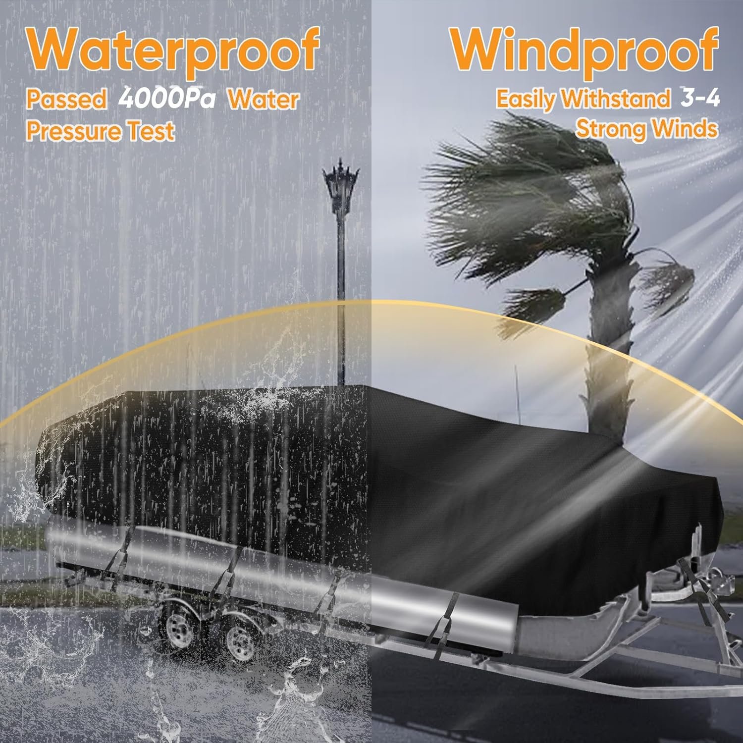Guard Trailerable Boat Cover Waterproof UV Protection Heavy Duty Marine Grade OXFORD Customizable Color Logo Retrofit/Upgrade - Image 3