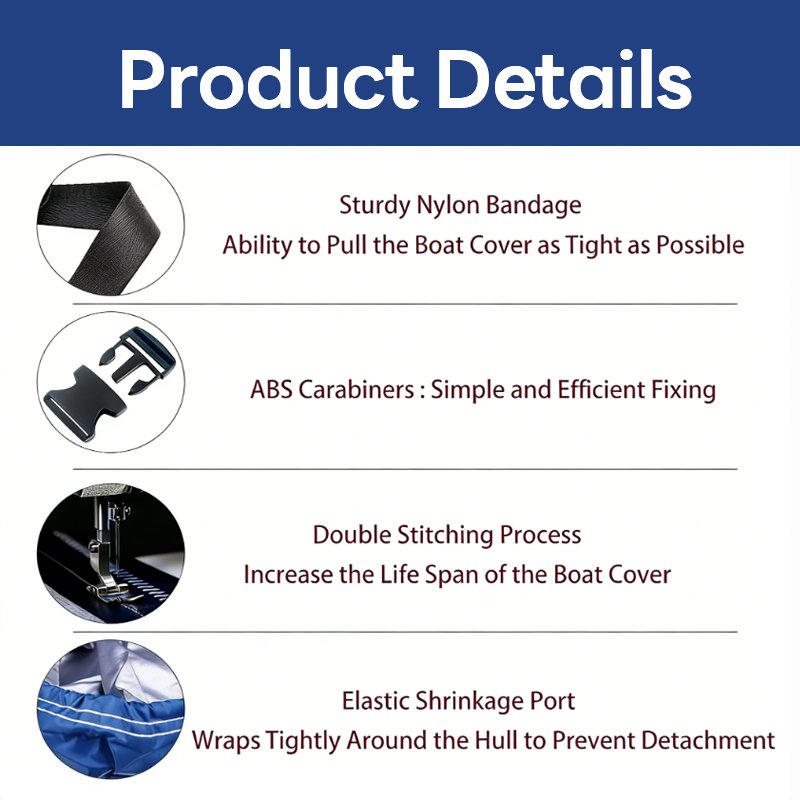 Dustproof Snowproof All-Weather Outdoor Protection Adjustable Straps Quick Release Buckles Fit Universal Boats - Image 3