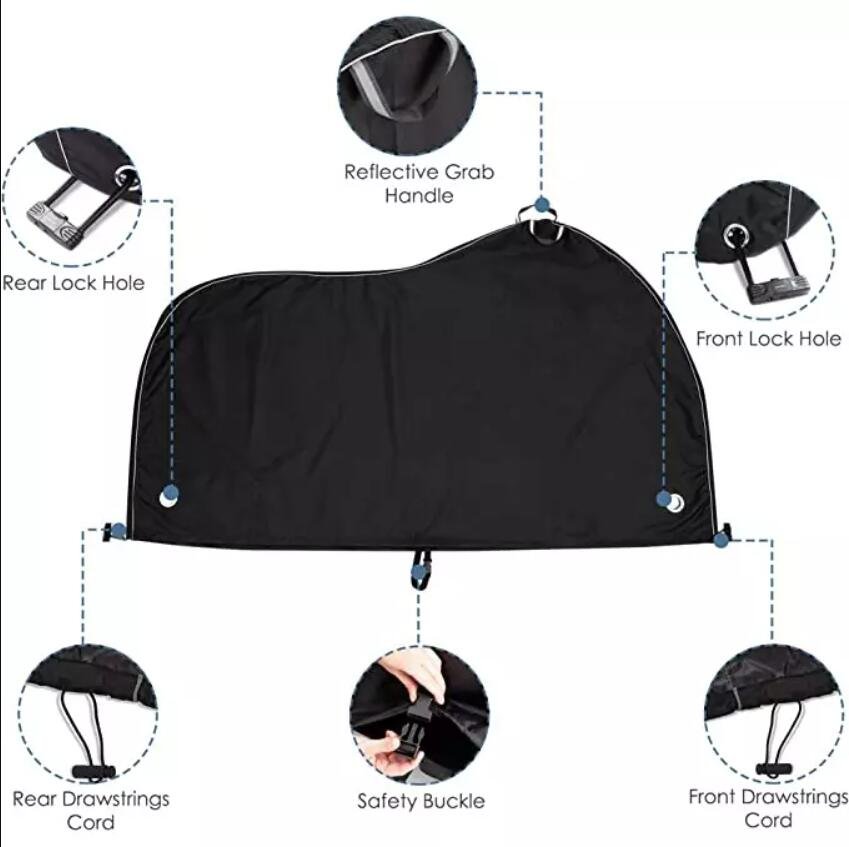 Custom Logo 210D Oxford Fabric Electric Bicycle Bike Cover All Season Waterproof & Resistant Outdoor Covered Protection - Image 3