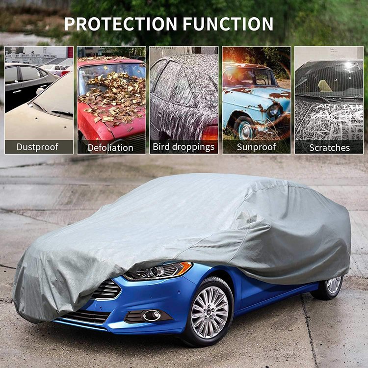 Low Price 3-Layer Breathable Waterproof Polyester Car Body Cover with UV Protection Four-Season Guard for Universal Car Use - Image 3