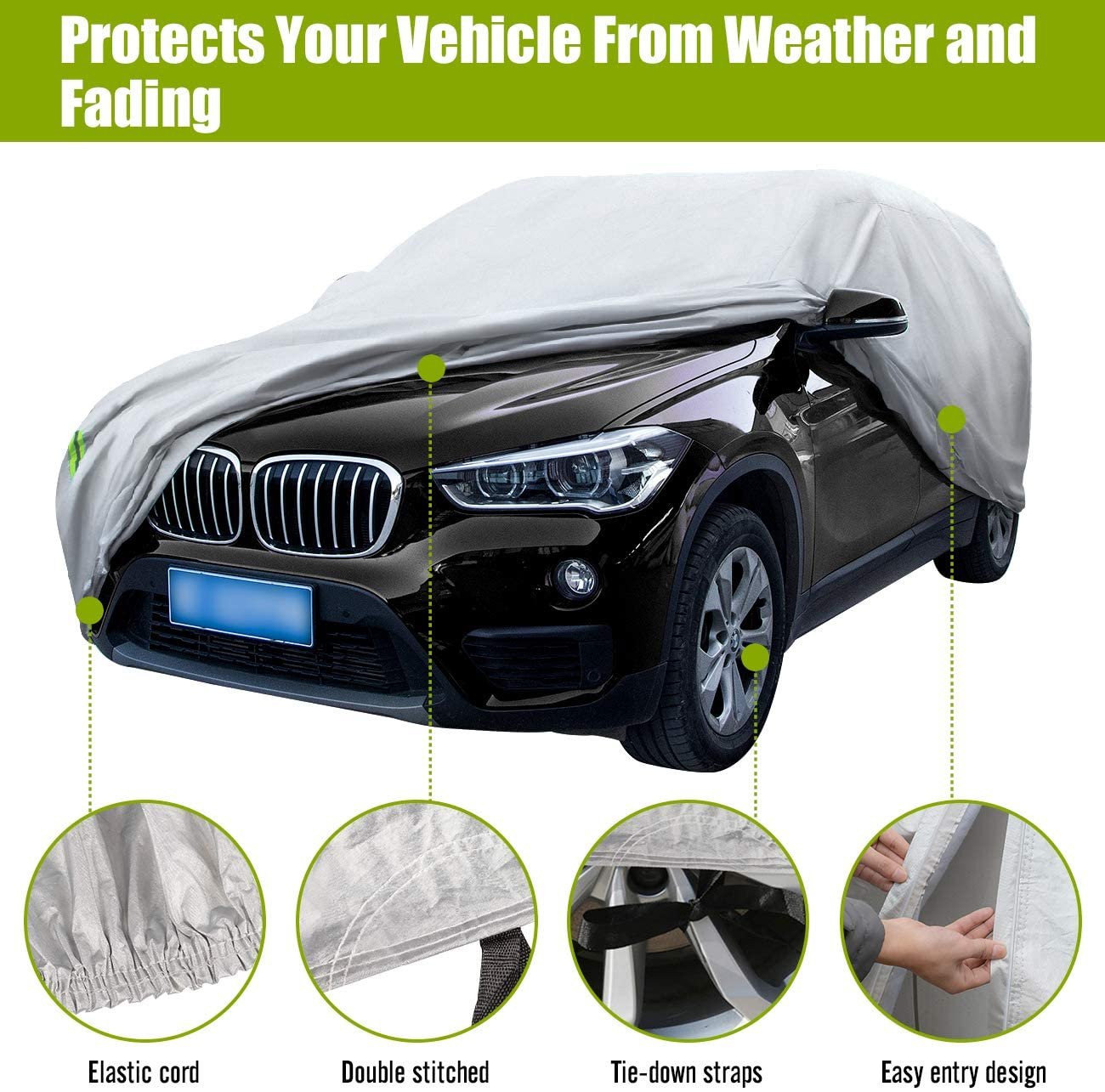 Extreme Body Maruti 800 Oxford Sports Car Outer Cover Silver 210D UV Rejection 90% Strong Durable 99% Universal Waterproof - Image 3