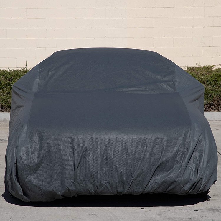 One Size Fits All Silver Non Woven Fabric Car Body Cover All Weather 3 Layer SUV and Sedan with UV Protection - Image 3