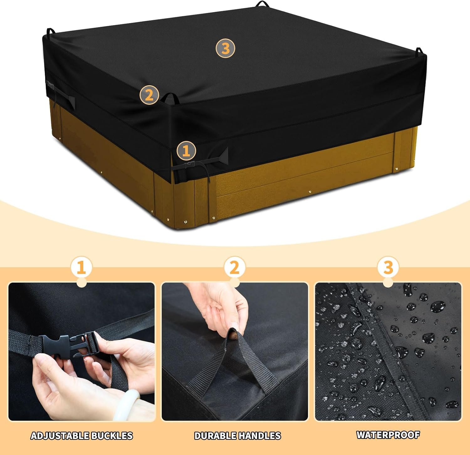 Custom Heavy Duty Garden SPA Hard Cover 210D 420D 600D Dustproof UV Resistant Waterproof Hot Tub Cover Portable - Image 3