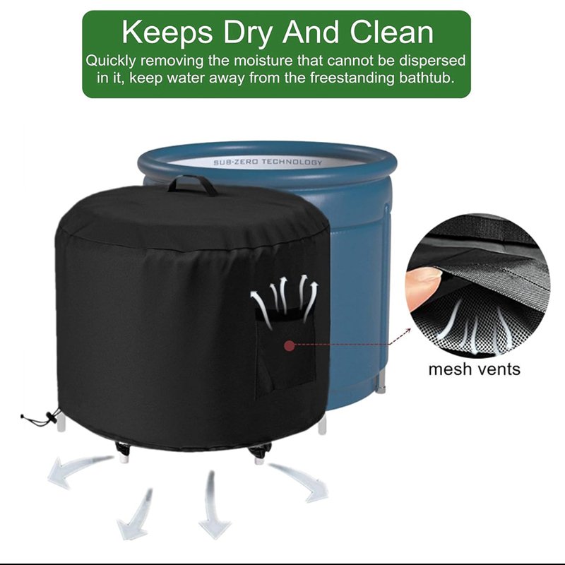 Portable Dustproof and Waterproof Ice Bath Tub Cover with Windproof Hem Pool Tools & Accessories - Image 3
