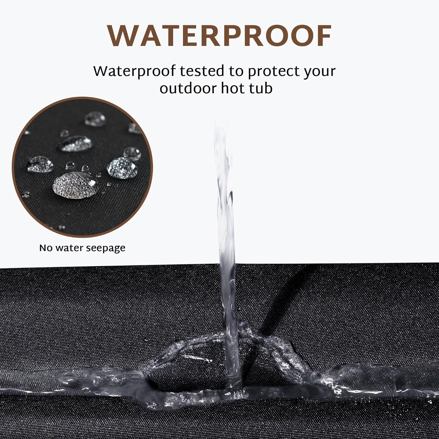 Outdoor Waterproof & Weatherproof Square Hot Tub Cover Heavy Duty 210D/420D/600D Oxford Black/Custom Colors 85x85x20 Inches - Image 3