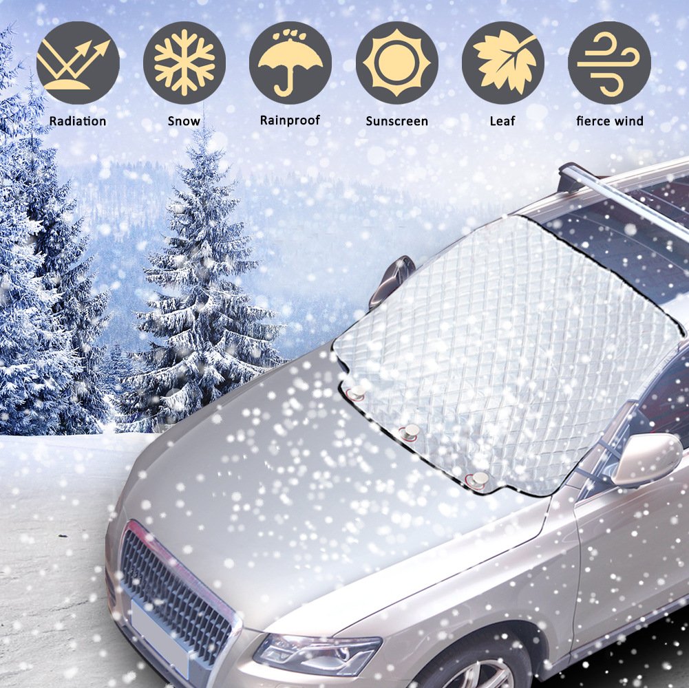 Universal SUV Front Windshield Sun Shade Aluminum Foil Waterproof Foldable Grey Business/Luxury Design for Snow Ice Protection - Image 3
