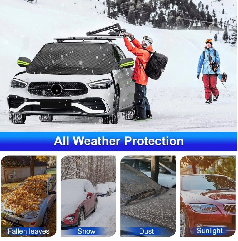 Customized Universal Car Cover Front Window Windshield Protector Snow Cover made of Durable Polyester Covers Entire Car Body - Image 3