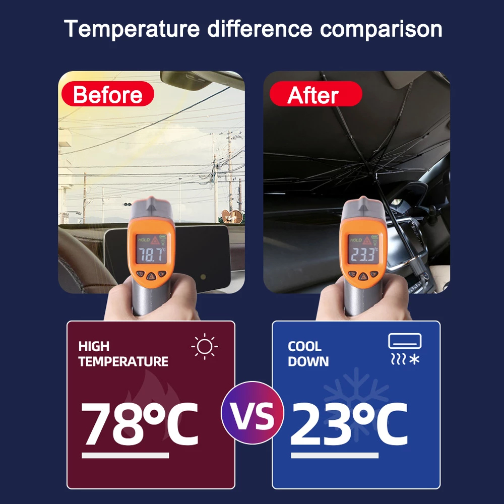 Hot Sale 170T & 190T UV Car Sunshade Foldable Front Window Visor for Women - Image 4