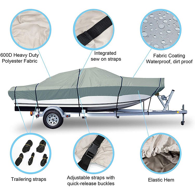 12 14 Inch Boat Cover Fabric Waterproof 600D Marine Grade Polyester Canvas Universal Boat Cover - Image 4