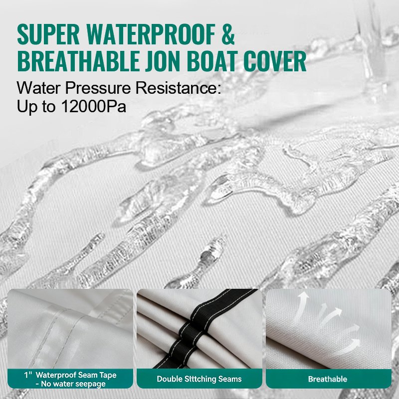 Marine Grade Polyester Canvas Waterproof Boat Cover Universal Fit for Fishing Boat - Image 4