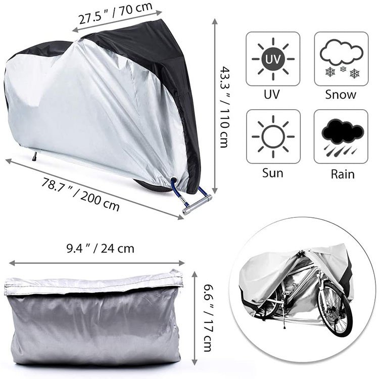 Double Stitching Heat Sealed Seams Waterproof Polyester Foldable Custom Size Bike Cover for Mountain Road Bikes-Outdoor Bicycle - Image 4