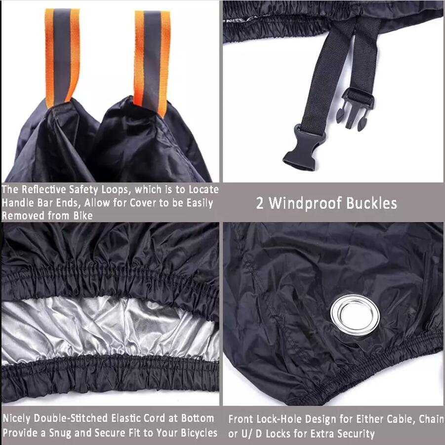 Custom Logo 210D Oxford Fabric Electric Bicycle Bike Cover All Season Waterproof & Resistant Outdoor Covered Protection - Image 4
