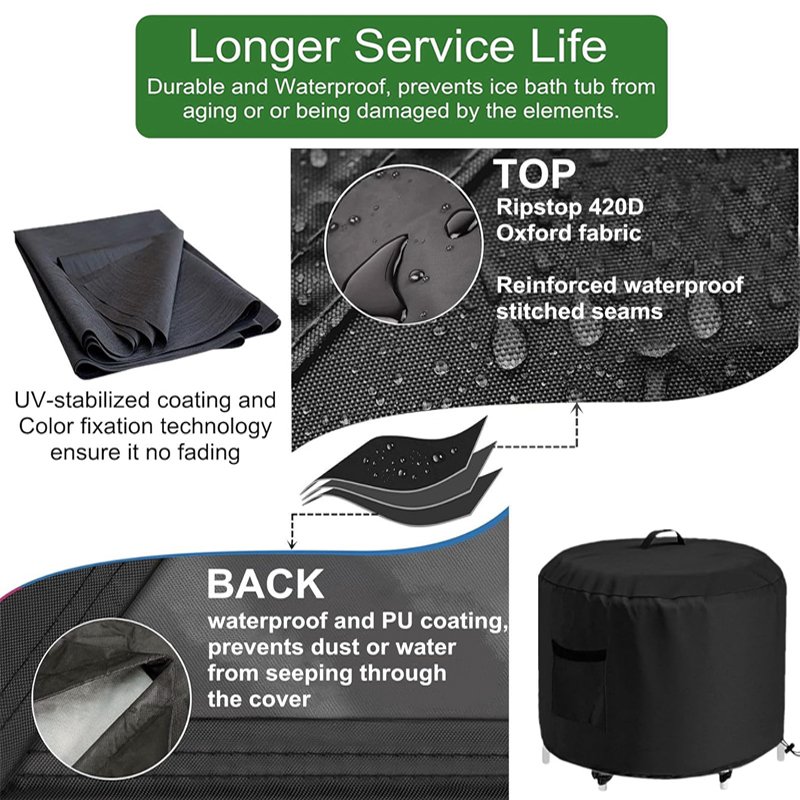 Portable Dustproof and Waterproof Ice Bath Tub Cover with Windproof Hem Pool Tools & Accessories - Image 4