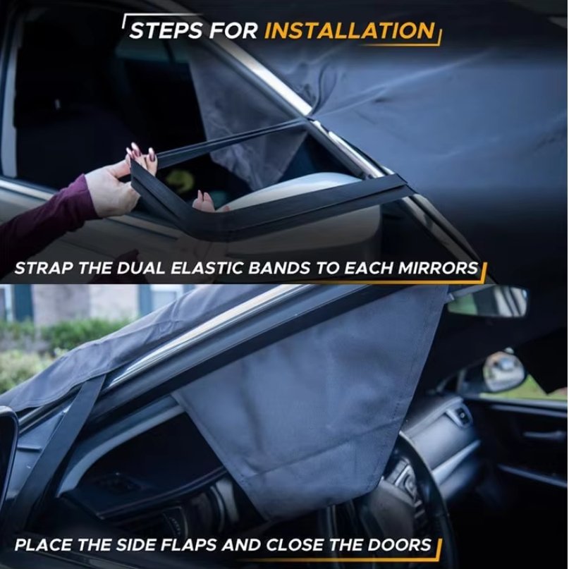 Customized Universal Car Cover Front Window Windshield Protector Snow Cover made of Durable Polyester Covers Entire Car Body - Image 4
