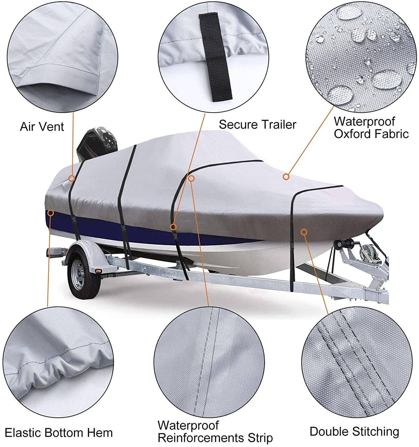 Marine Grade Trailerable PVC Cover Fits V-Hull Tri-Hull 23 Foot Cover Waterproof Lightweight Boat Cover - Image 4