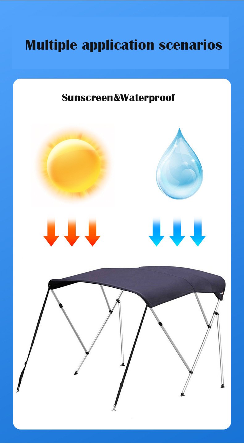 Waterproof Anti-UV Bimini Top Cover Kayak Boat Canopy Awning Sun Shade with Hinge Type Design - Image 5