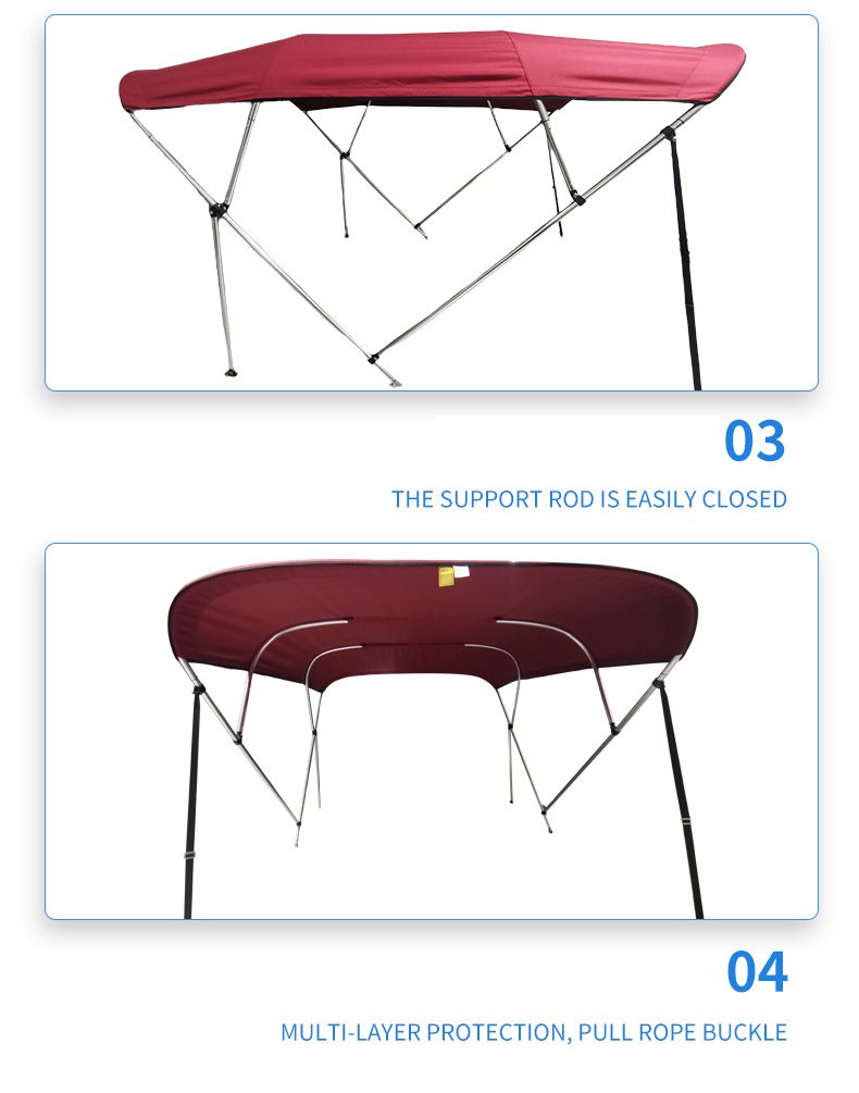 New 3-Bow Replacement Bimini Top for Aluminum Boats Fabric Canvas with Hinge Condition like New - Image 5