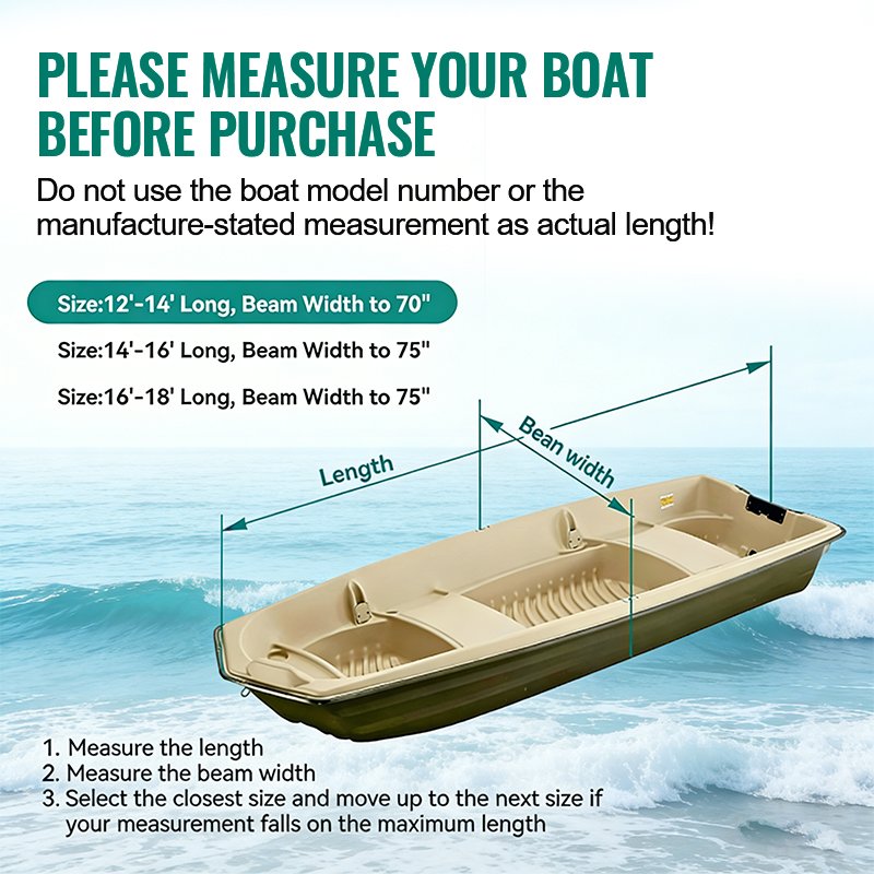 Marine Grade Polyester Canvas Waterproof Boat Cover Universal Fit for Fishing Boat - Image 5