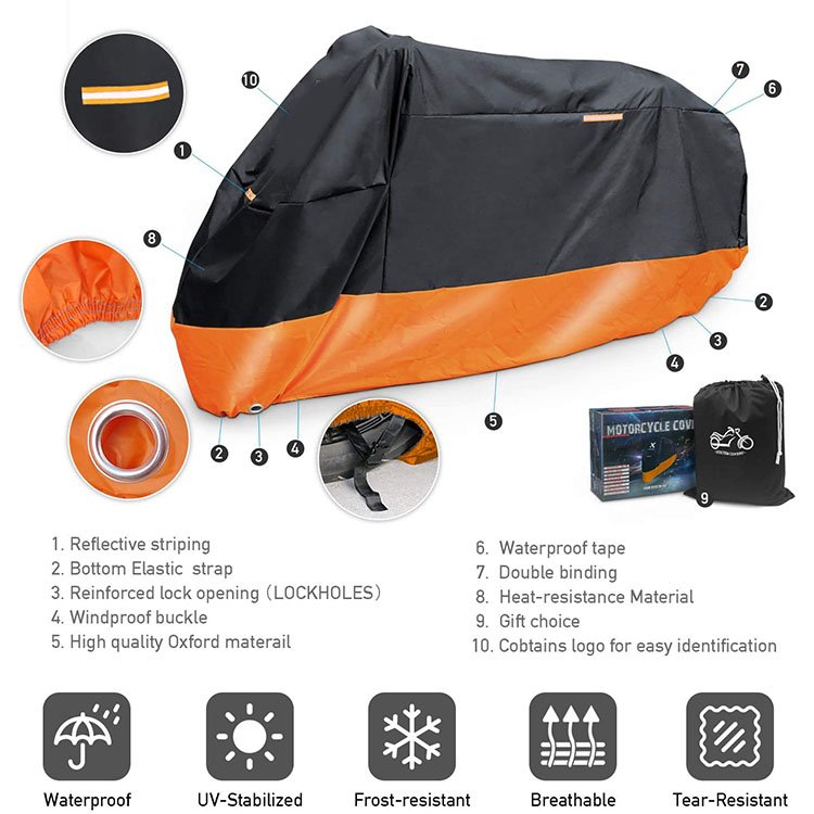 Cheap Waterproof PVC Motorcycle Cover with Stretch Fabric UV Durable Rain Cover for Outdoor Use - Image 5