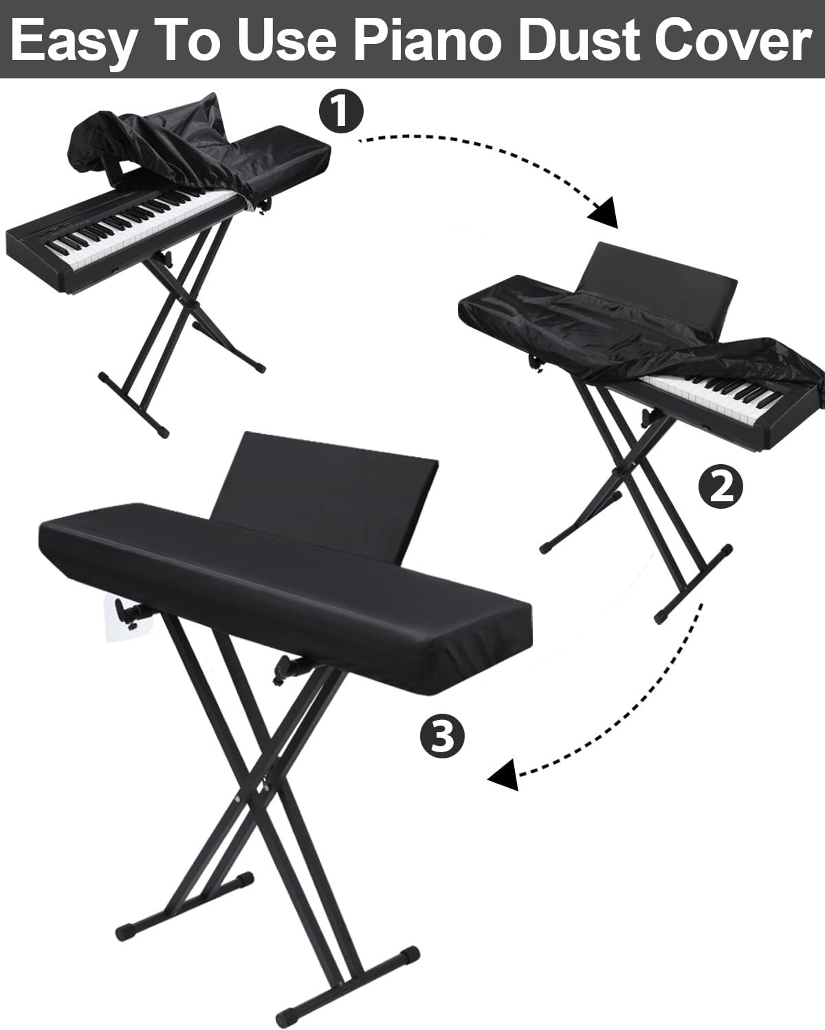 Piano Keyboard Dust Cover for 88 Keys Piano Music Keyboard Dirt Proof Cover With Cord Lock - Image 5