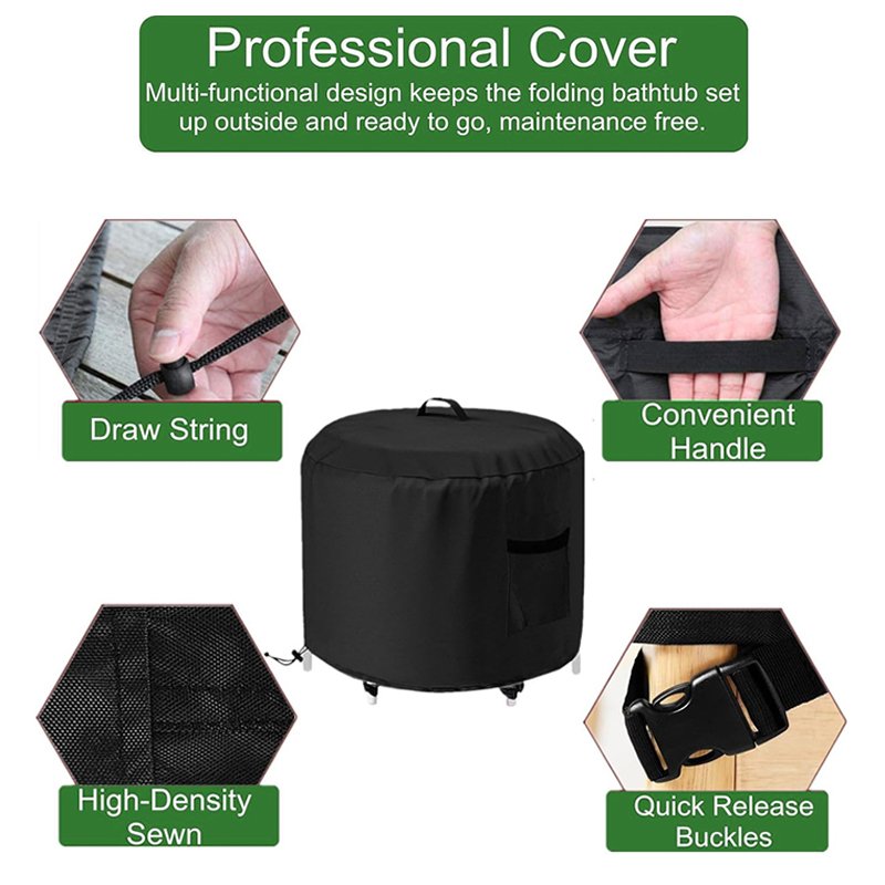 Portable Dustproof and Waterproof Ice Bath Tub Cover with Windproof Hem Pool Tools & Accessories - Image 5