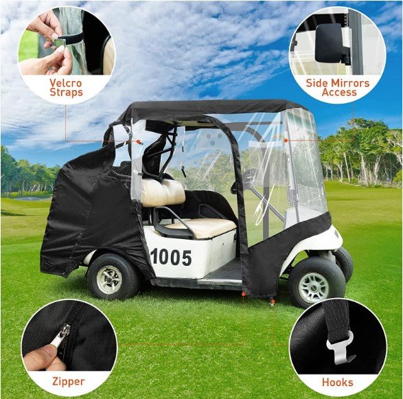 210D Oxford Cloth Black Golf Cart Cover 2 Seat 4 Seat Leisure Golf Cart Cart Kart Cover - Image 5